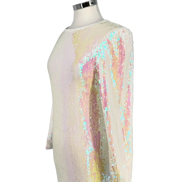 Allegra K Iridescent Sequin Long Sleeve Mini Dress White Size Medium NWT - Picture 6 of 15
